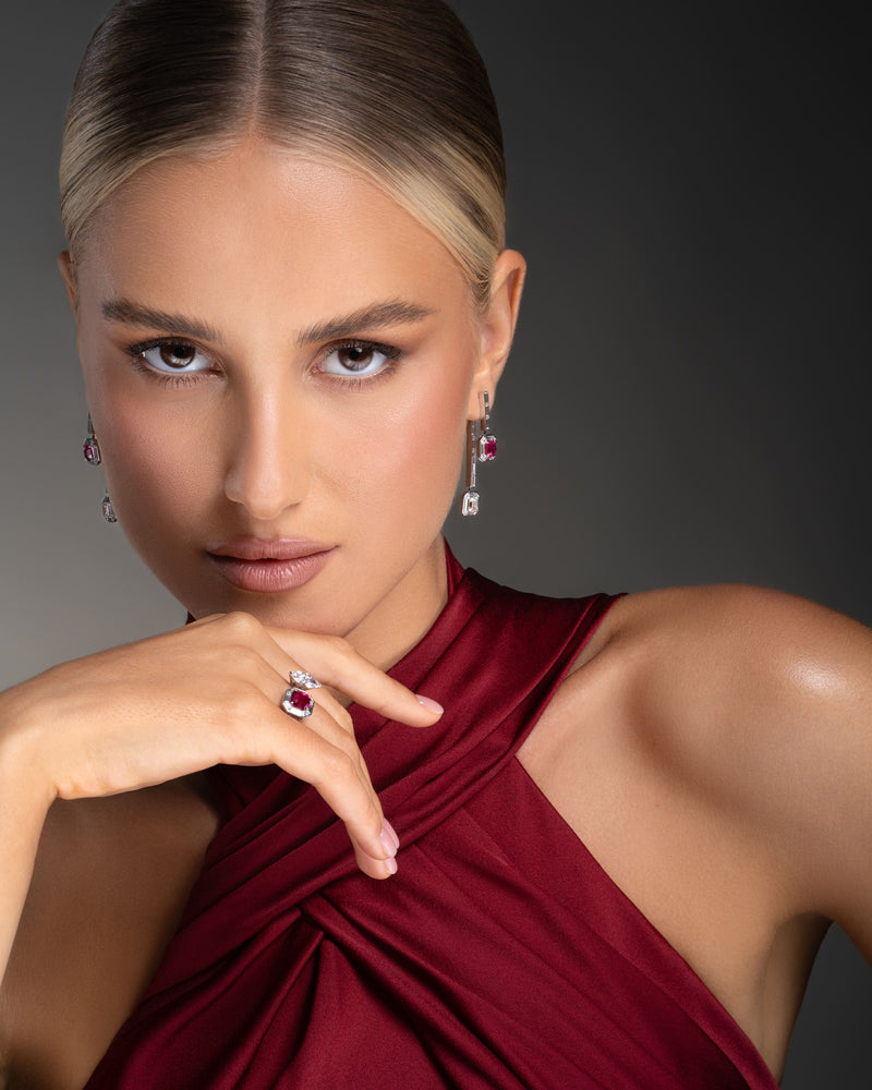 Ruby & Marquise Diamond Ring - Sonya K. Jewelry