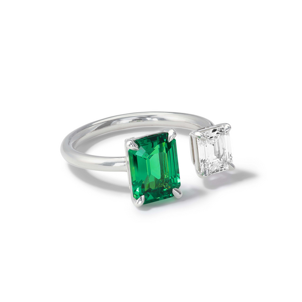 Tsavorite & Diamond Open ring - SONYA K. Fine Jewelry