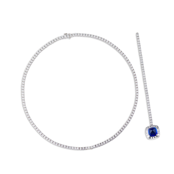 Medium Diamond Taylor Necklace with Diamond and Tanzanite Lariat Pendant - Sonya K. Jewelry