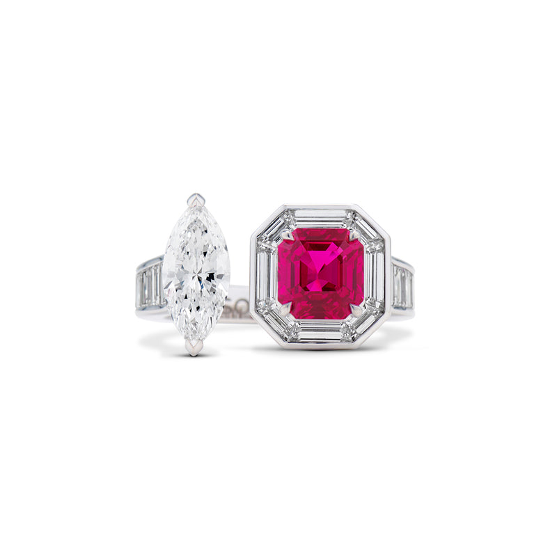ruby & marquise diamond ring - Sonya K. jewelry