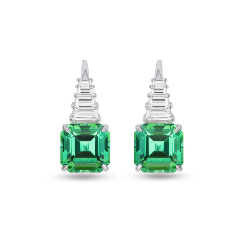 18ct White Gold, Green Tourmaline and Diamond Earrings | J Farren-Price